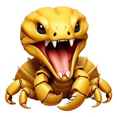 Cinematic Cute Yawning Emperor Scorpion Portrait Emoji, Head tilted slightly with a dramatic, wide-open yawn, showcasing a soft, textured exoskeleton with subtly drooping pincers and half-closed eyes in drowsy contentment, Simplified yet irresistibly adorable features, highly detailed, glowing with a soft, cozy glow, high shine, relaxed yet expressive, stylized with a dash of desert charm, soft glowing outline, capturing the essence of a sleepy yet affectionate scorpion that seems ready to stretch out for a nap! sticker