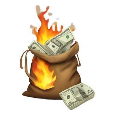 Bag of money on fire sticker