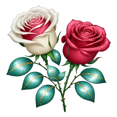 Glitter White Roses sticker