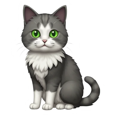 full body half dark grey and half white cat sticker