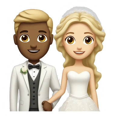 light brown hair and light skin bride with blonde light skin groom  sticker
