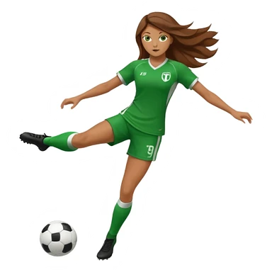 Long Haired Football Players, Female player, green cloth, full body kick ball sticker