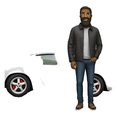 Man with beard in front of Porsche sticker