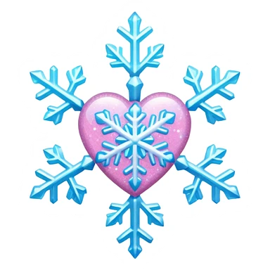 snowflake pink heart color white baby blue and baby pink glitter glow basic realist sticker