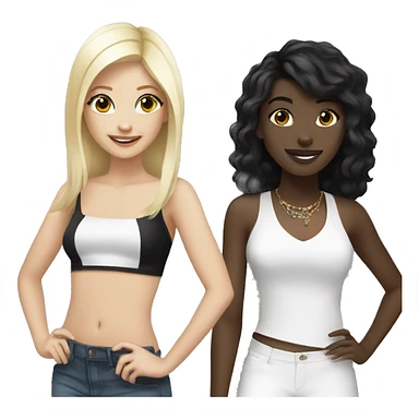 Black girl black hair and white blonde girl partying sticker