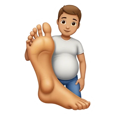 pregnant male hugging a giant foot sticker