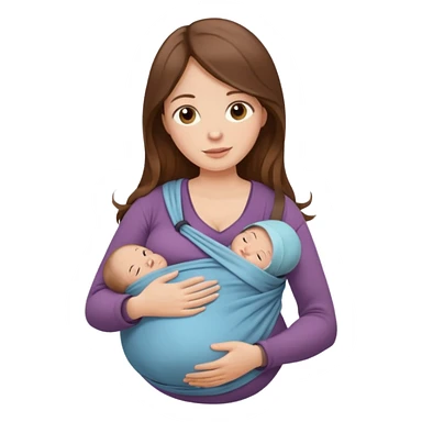 Pregnancy babywearing mom with long brown hair and with baby and wrap  sticker
