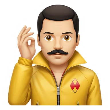 Freddie Mercury with mustache and yellow jacket sticker