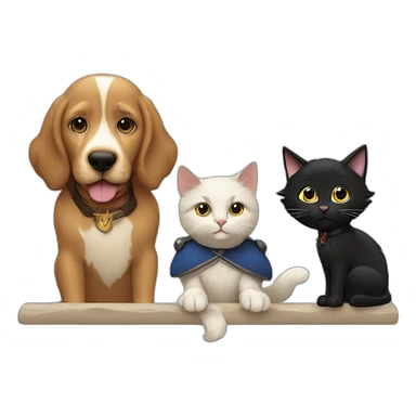 the three musketeersn with one dog and 2 black cats sticker