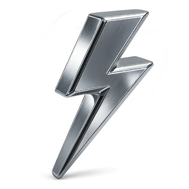 stylized chrome lightning bolt surrounded by glowing energy waves, futuristic and dynamic sticker