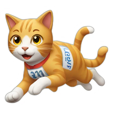 Cat running a marathon  sticker