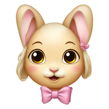 Baby bunny with coquette bow on ear sticker