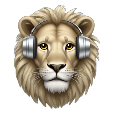 lion wearing silver futuristic headphones sticker