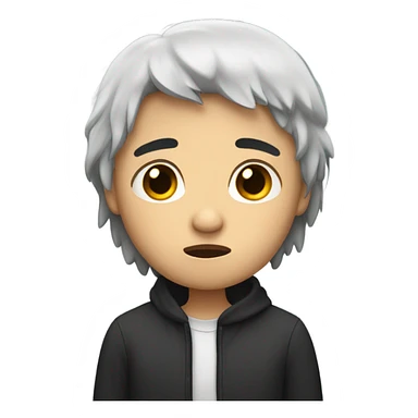 sad crying black hair sticker