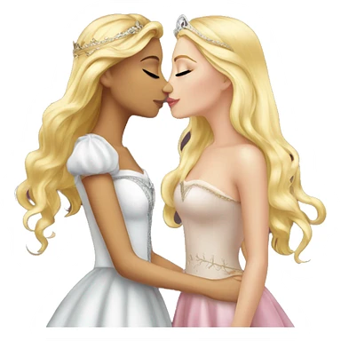 2 women princesses couple blonde deep kiss sticker