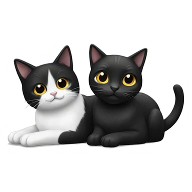 Black cat & black and white cat sticker