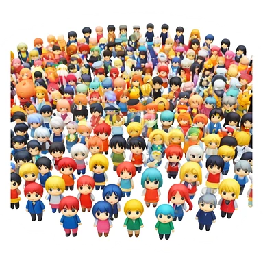 Anime figures in a large grouping  sticker