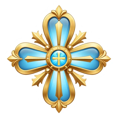 saint emblem with light blue cross and divine rays sticker