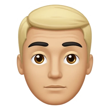 Tan male with blonde/black hair on his forehead with unibrow sticker