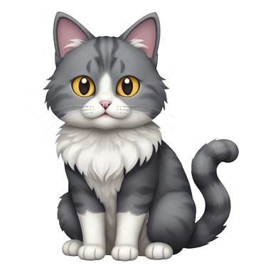 full body dark grey and white cat with white front legs sticker