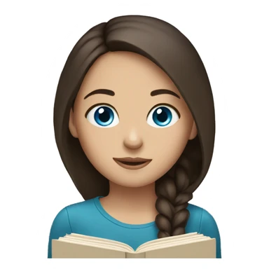 Brunette girl with Blue eyes and a book sticker