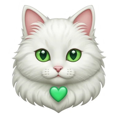 White cat with green eyes and heart sticker