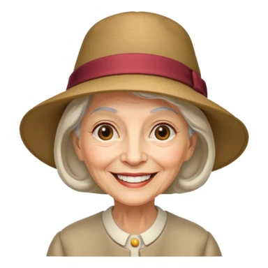 elderly woman with hat sticker