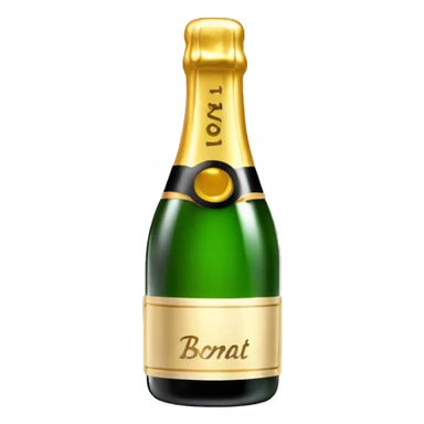 Champagne botle with santa hat sticker