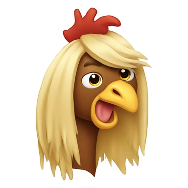 Rooster with long blonde hair sticker