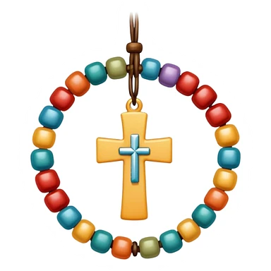 ten beads on a string in a circle with a cross attached sticker