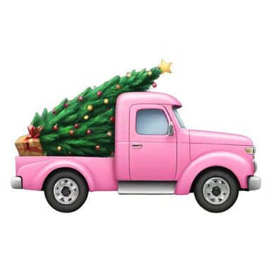 Pink truck carrying a Christmas tree  sticker
