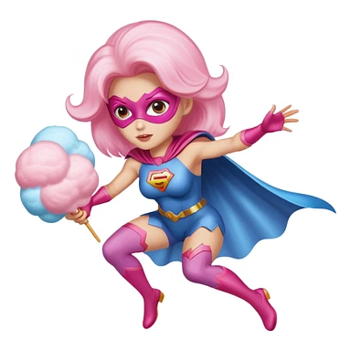 cotton candy woman super hero flying sticker