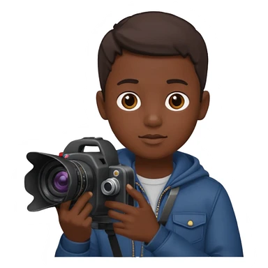 young boy cameraman hold a camera, dark kin sticker