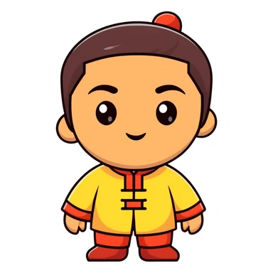 Person with Chinese appearance, darker skin tone, and narrow eyes, friendly expression sticker