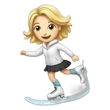 A white woman ice skating sticker