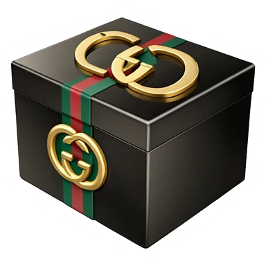 black box with the words “GUCCI” inside  sticker
