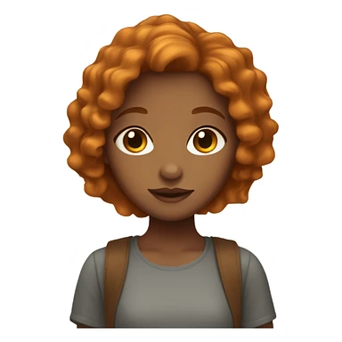 Caramel colored skin girl with freckles and ginger short hair sticker