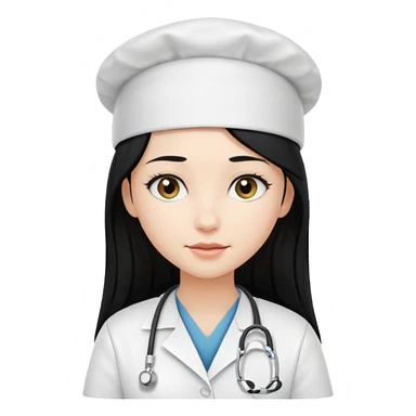 girl with long black hair with medicine degree and the tipical hat sticker