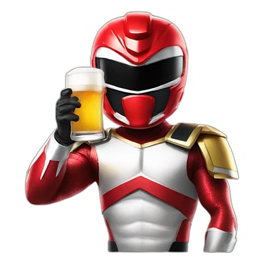 power ranger red drinking beer sticker