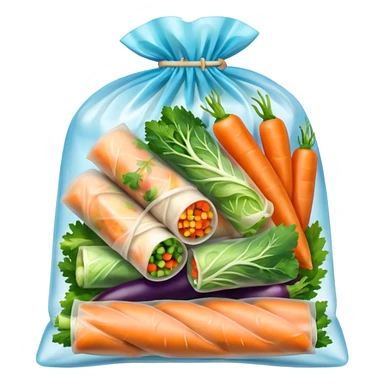 Thai spring rolls in a freezer bag sticker