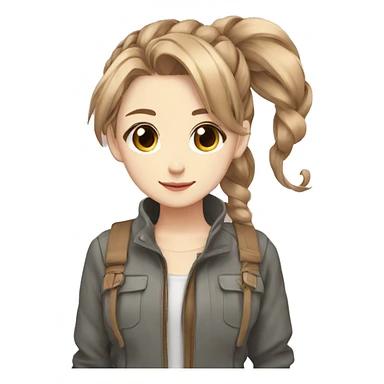 anime girl light brown hair and a ponyrtails wearing cool clothes sticker