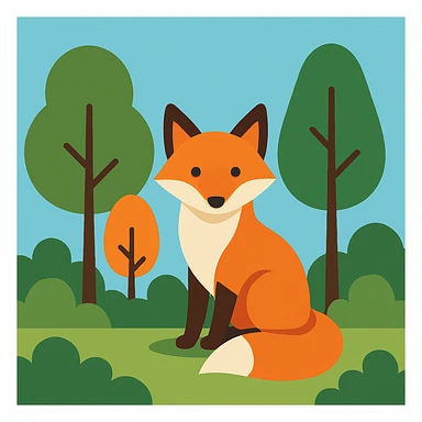 Flat design style fox in the forest sticker