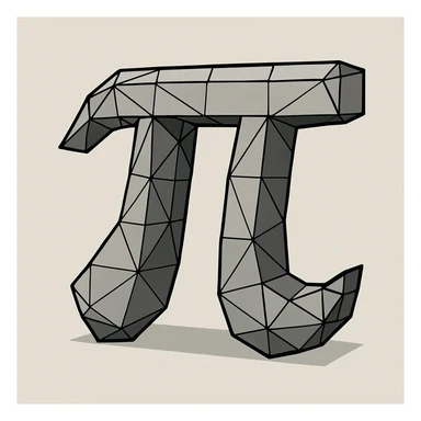 mathematical symbol pi (π), low poly wireframe style, simple and bold sticker