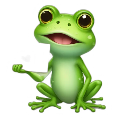 Cute frog holding a sign with like sticker