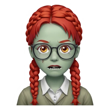 zombie with braided red hair and glassess sticker