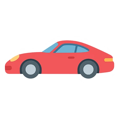 Porsche car, flat color icon, bold shapes, minimal shading, clear outline sticker