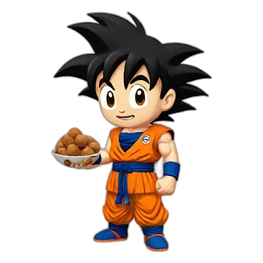 goku holding nuts sticker