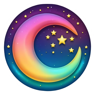Colorful crescent moon  sticker