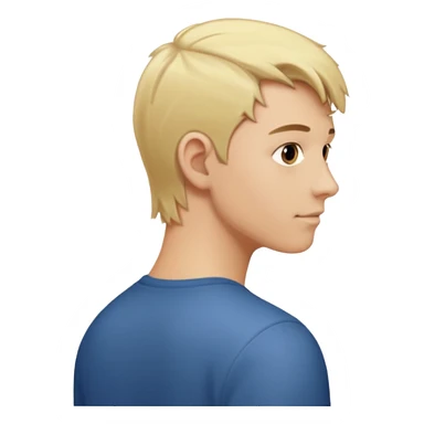 young man with blond hair turning back sticker