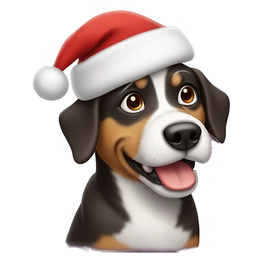 Dog wearing santas hat sticker
